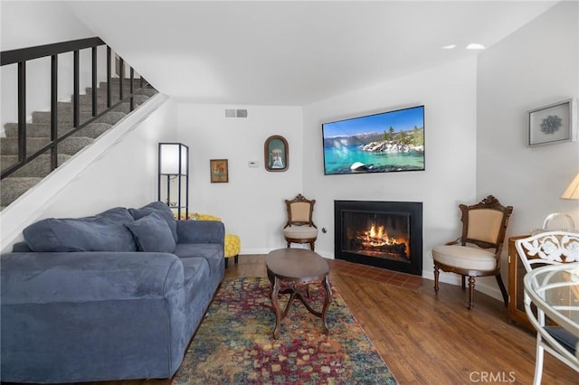 living room featuring wood-type flooring