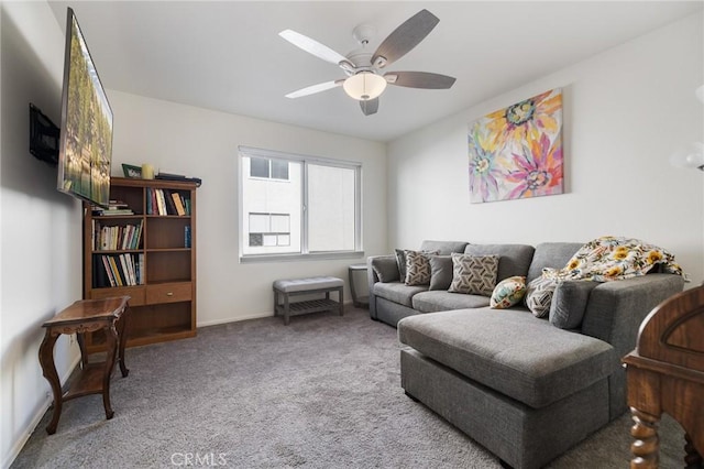 18411 Hatteras St Unit 120, Tarzana, CA 91356 - carpeted living area with ceiling fan and baseboards