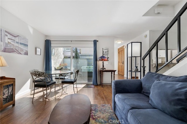 living room featuring dark hardwood / wood-style floors