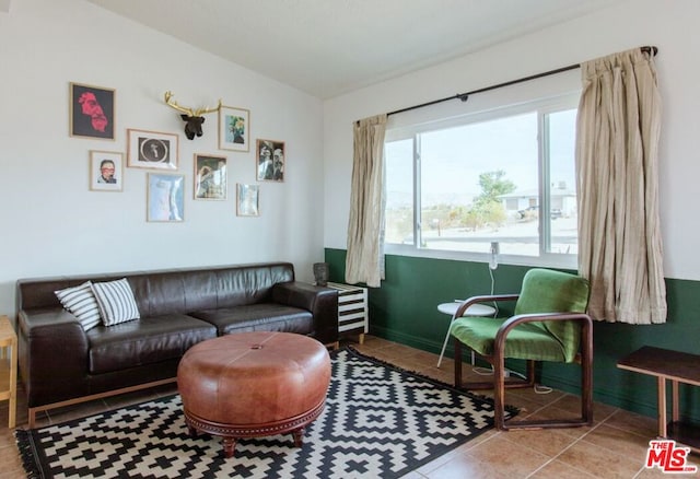 living area with light tile patterned floors