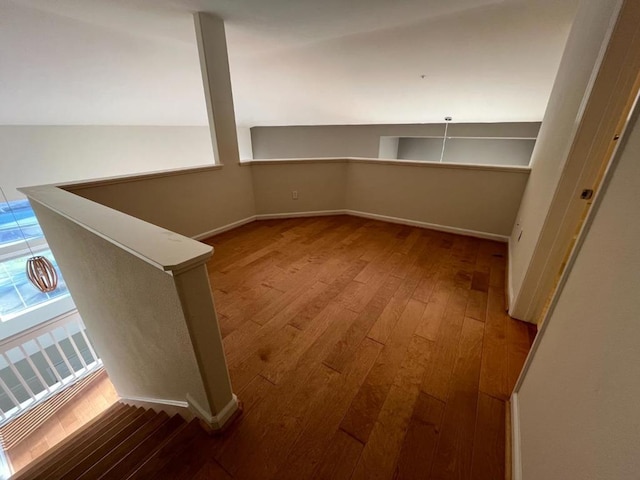 basement featuring light wood-type flooring