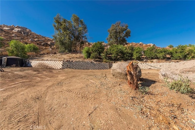 view of yard featuring a mountain view