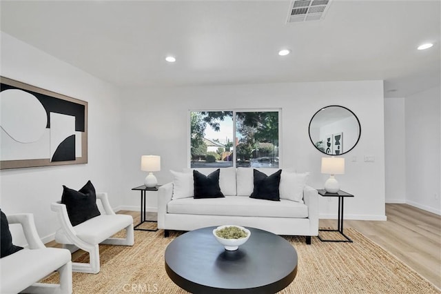 living room featuring light wood-type flooring