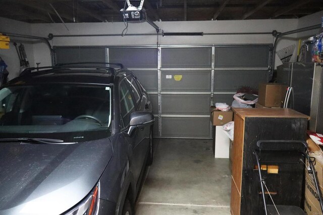 garage with a garage door opener