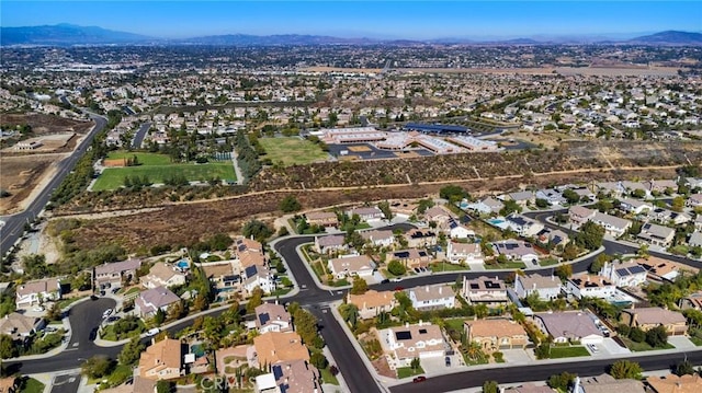 bird's eye view with a mountain view