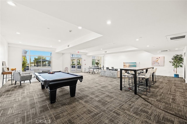 playroom featuring carpet floors and pool table