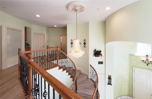 505 Lowe Dr, Placentia, CA 92870 - staircase with wood finished floors and recessed lighting