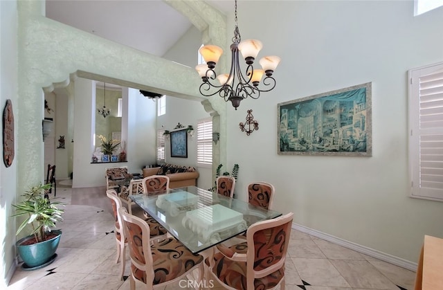 505 Lowe Dr, Placentia, CA 92870 - dining space with a chandelier and lofted ceiling