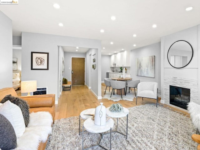 living room featuring light wood-type flooring