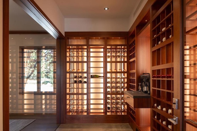 view of wine cellar