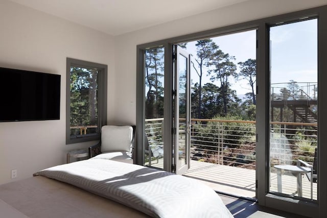 bedroom with multiple windows