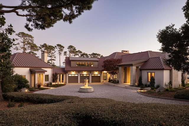 view of front of house with a garage