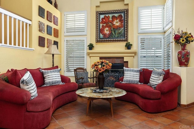 view of tiled living room