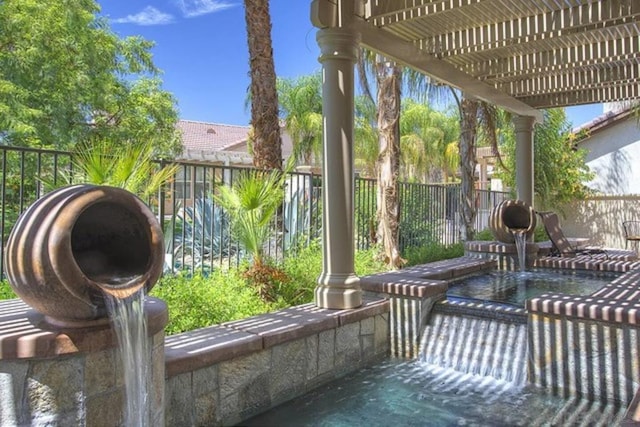 view of patio featuring a pergola