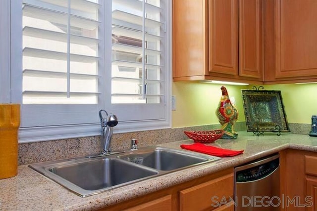 kitchen with stainless steel dishwasher and sink