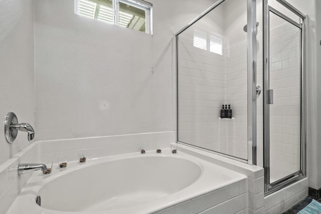 bathroom with plus walk in shower