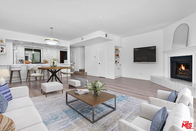 living room with hardwood / wood-style floors