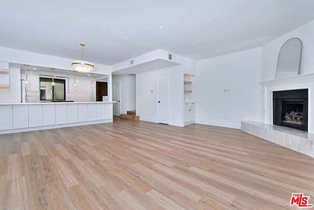 unfurnished living room with light hardwood / wood-style floors