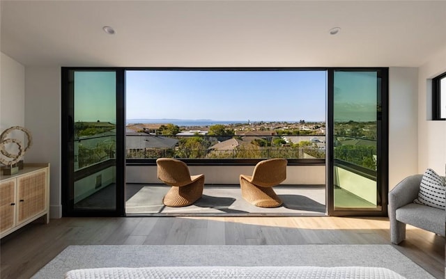 interior space with hardwood / wood-style floors