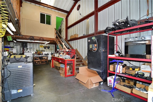 garage featuring a workshop area