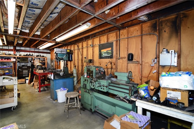 interior space with a workshop area