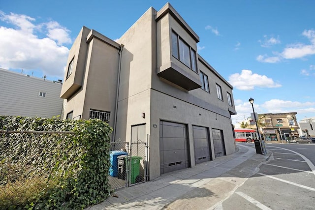 exterior space featuring a garage