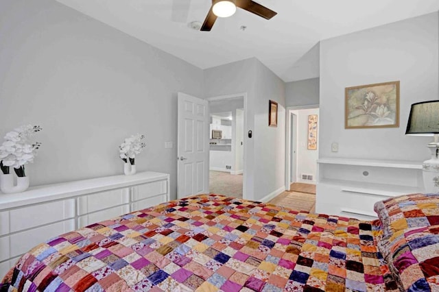 bedroom featuring ceiling fan