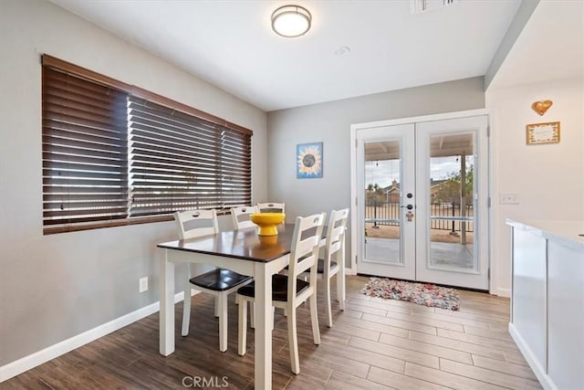 dining space with french doors