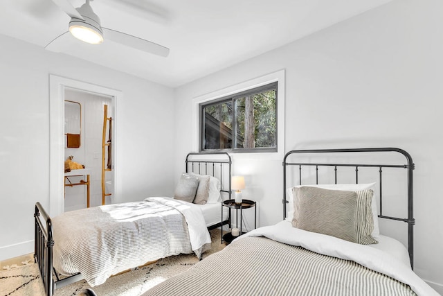 bedroom featuring ceiling fan