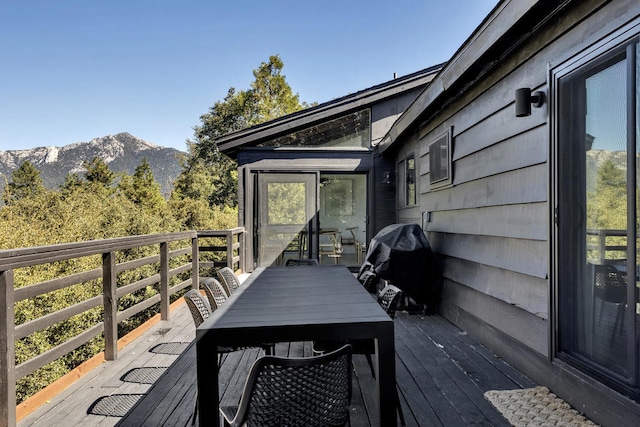 deck featuring a mountain view