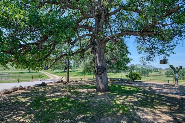 view of property's community with a lawn and a rural view