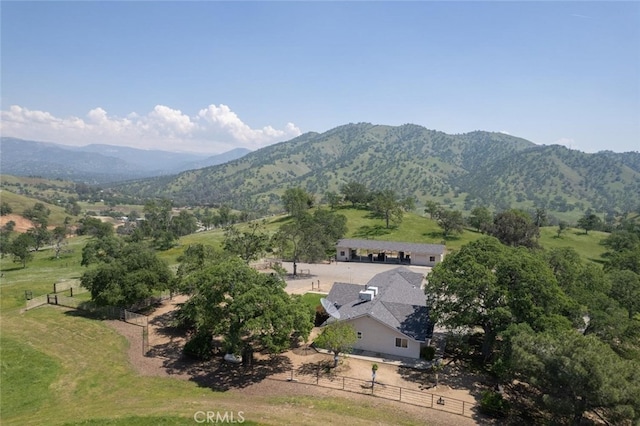 view of mountain feature with a rural view