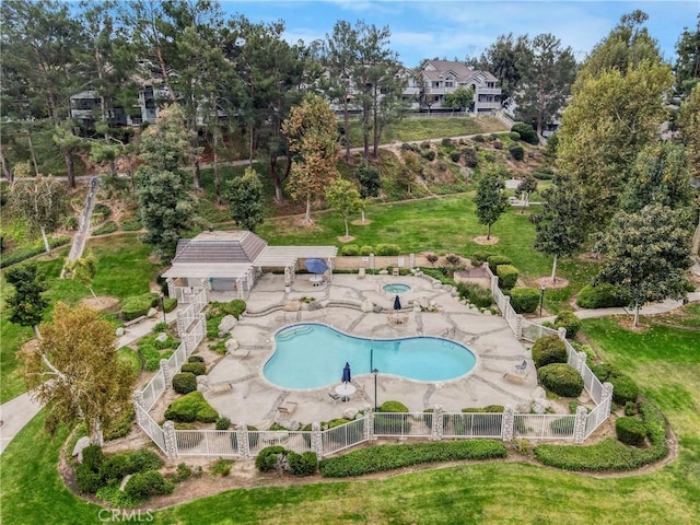 view of swimming pool with a patio