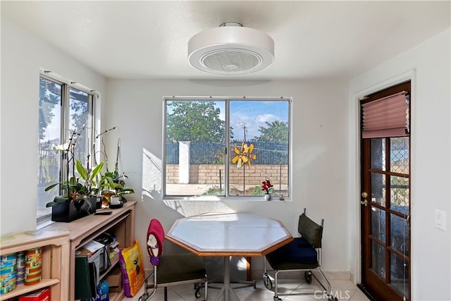 dining area with tile patterned floors