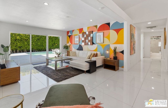 view of tiled living room