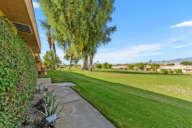 view of yard featuring a mountain view