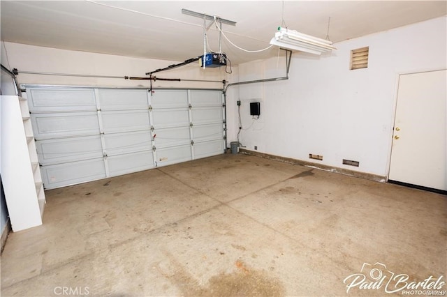 garage with a garage door opener