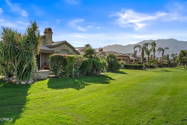 view of yard featuring a mountain view