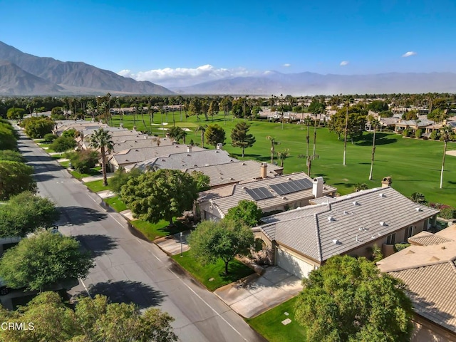 bird's eye view with a mountain view