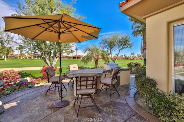 view of patio featuring exterior kitchen