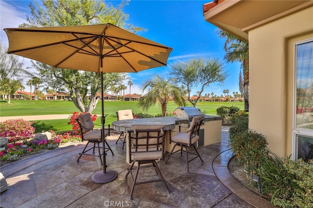 view of patio featuring exterior kitchen