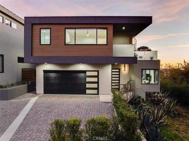 contemporary home with a garage