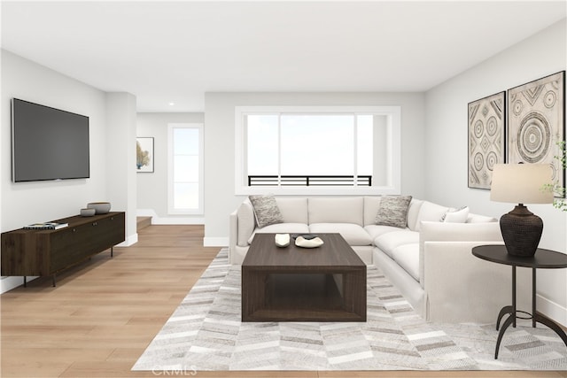 living room featuring light hardwood / wood-style floors