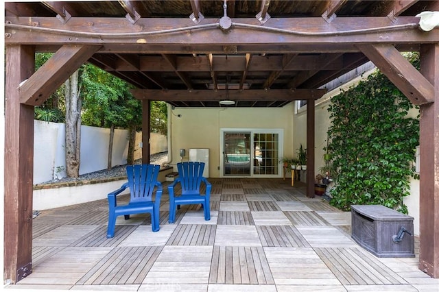 view of patio featuring a deck