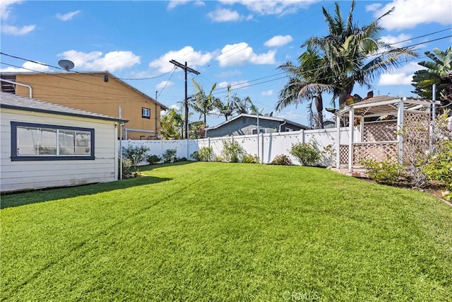 view of yard featuring a fenced backyard