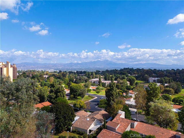 bird's eye view with a mountain view