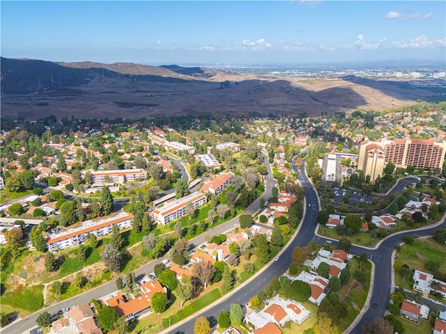 birds eye view of property featuring a mountain view