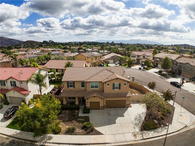 bird's eye view with a mountain view