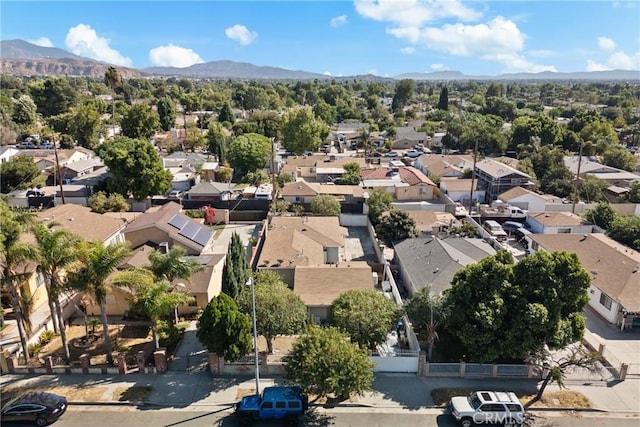 drone / aerial view featuring a mountain view