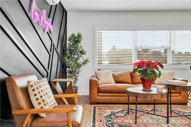 living room with hardwood / wood-style floors